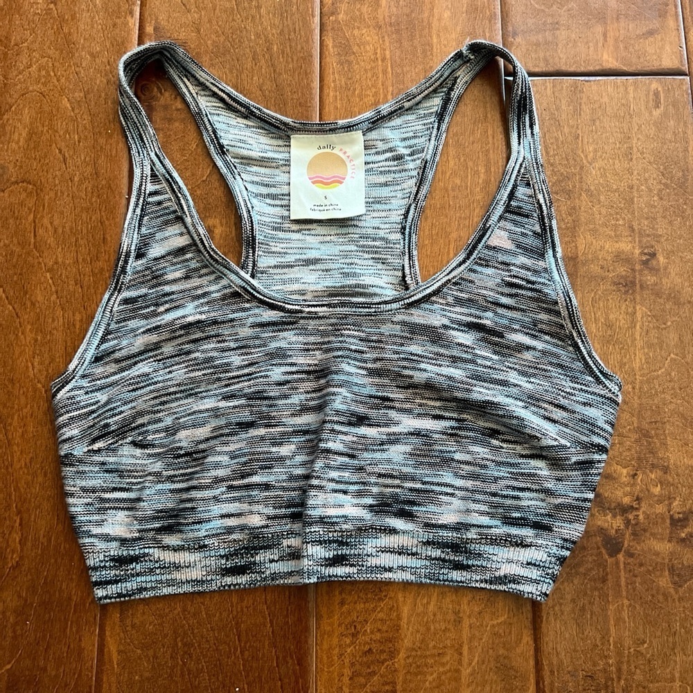 Daily Practice Blue and Pink Racerback scoop neck crop tank